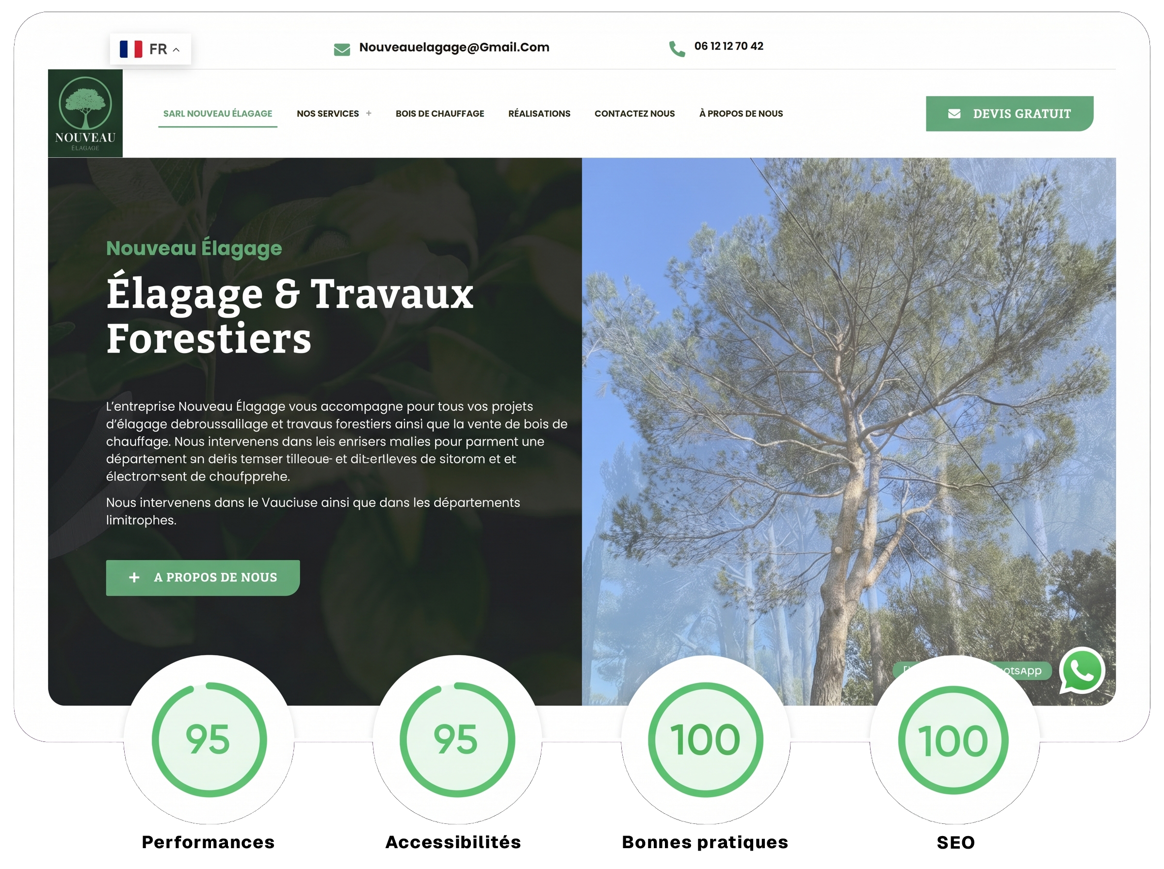 Overview of a delivered site: modern design and performance indicators (speed, SEO, UX)