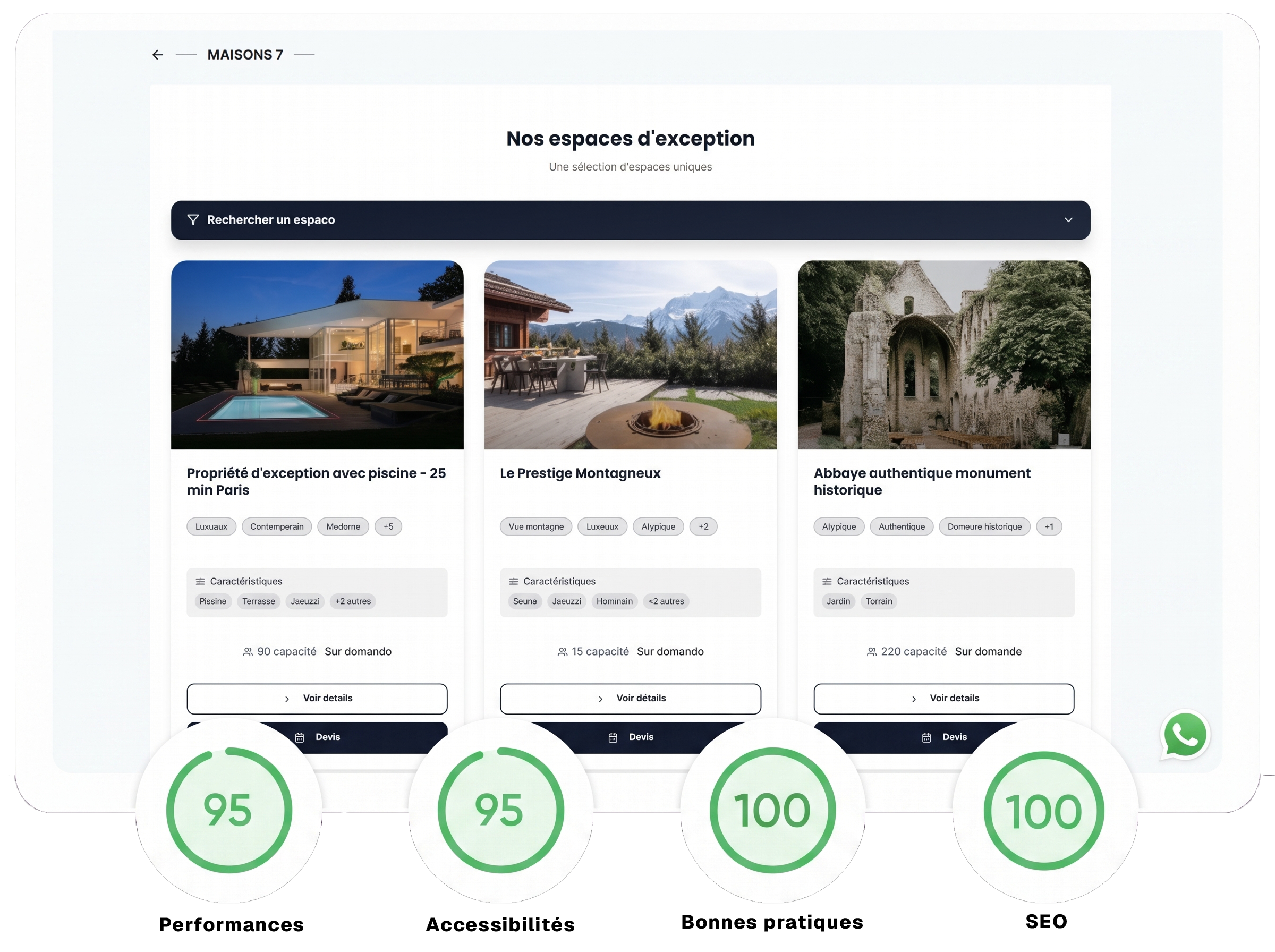 Overview of a delivered site: modern design and performance indicators (speed, SEO, UX)